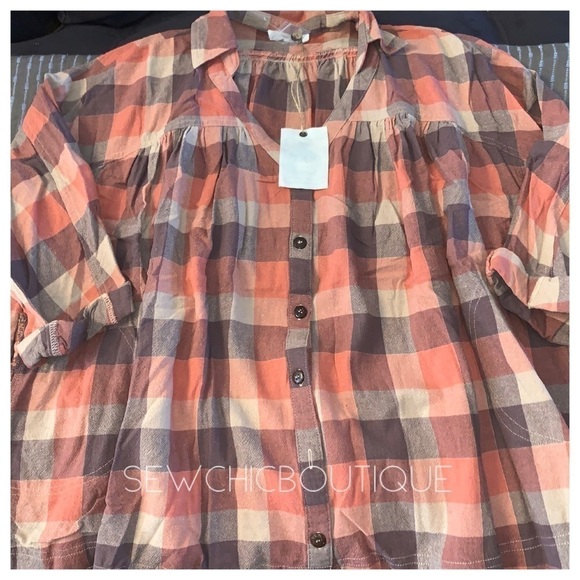 Rust Plaid Button Down Oversized Shirt - Picture 5 of 8